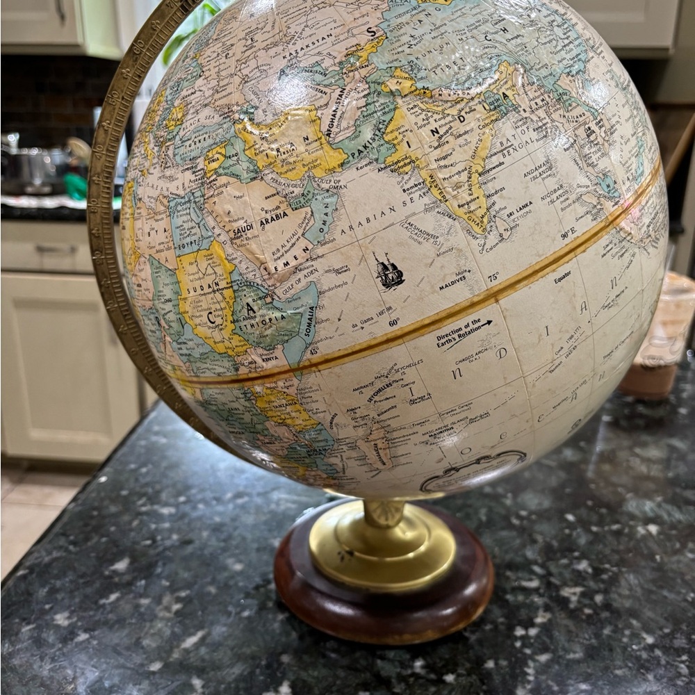 Vintage Style Globe with Gold Accents